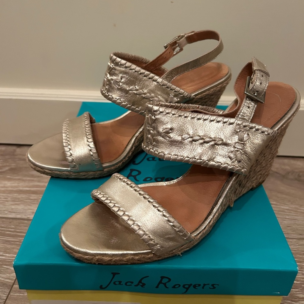 Jack Rogers Metallic Wedge Sandals